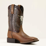 Ariat Sport Steer Skull Western Boot (Sandstorm / Bitter Chocolate) - medial