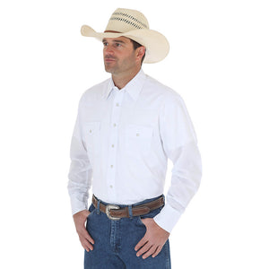 Wrangler® Western Long Sleeve Snap Solid Shirt (White)