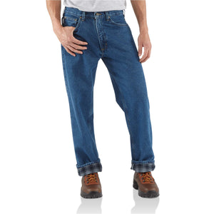 Carhartt Flannel Lined Relaxed Fit Straight Leg Jean (Darkstone)